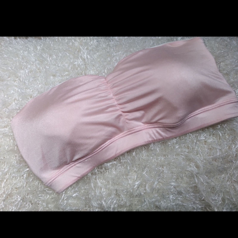 Bandeau Strapless Reversible pink/white Bra Size 38C (no tags) Slip-on style